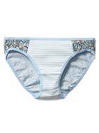 Gap Women Cotton Stretch Side Panel Bikini - Preppy Stripe Cerulean Blue