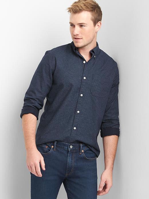 Gap Women Oxford Swiss Dot Slim Fit Shirt - Navy