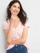 Gap Women Vintage Wash V Neck Tee - Soft Plum