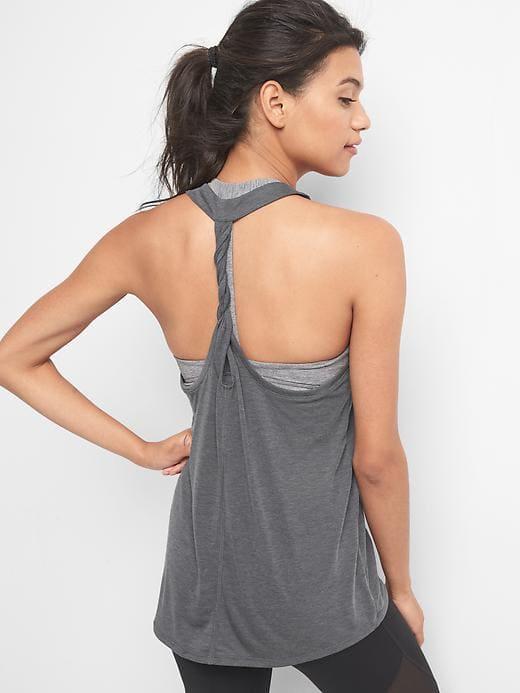 Gap Breathe Air Twist Back Tank - Charcoal Gray