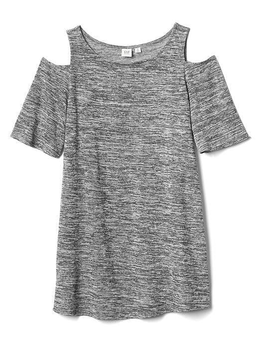 Gap Women Jersey Cold Shoulder Tee - Light Grey Marle
