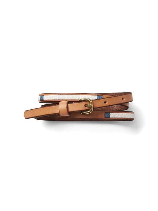 Gap Women Stripe Embroidered Skinny Belt - Tan