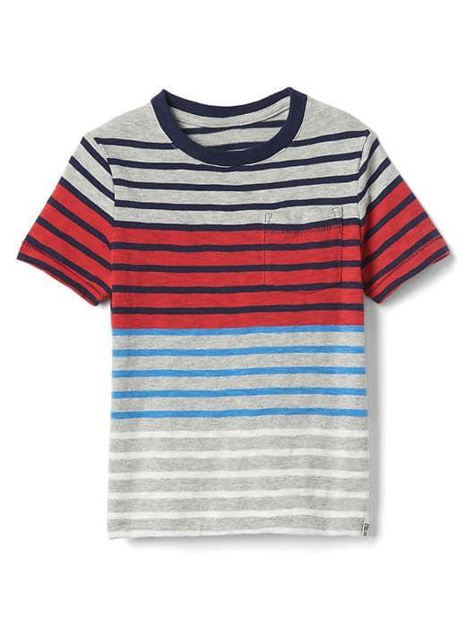 Gap Stripe Block Pocket Tee - Gray