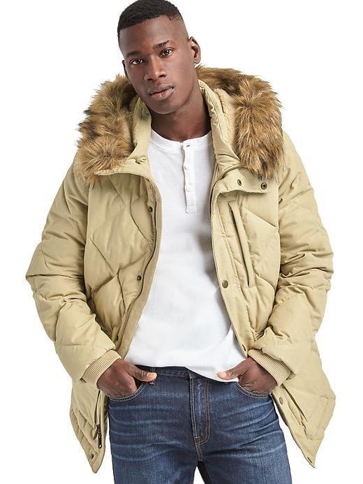 Gap Men Coldcontrol Max Hooded Puffer Parka - Iconic Khaki