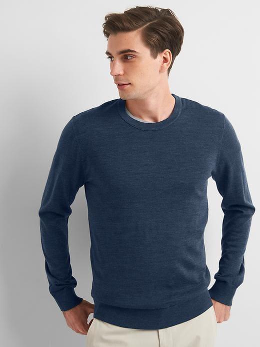 Gap Men Merino Wool Crewneck - Navy Heather