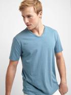 Gap Men Roll Hem V Neck Tee - Classic China Blue