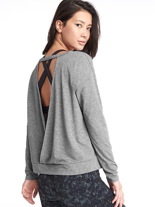 Gap Women Gapfit Breathe Cutout Long Sleeve Tee - New Heather Grey