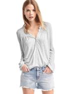 Gap Women Drapey Split Neck Top - New Heather Grey