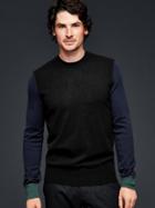 Gap Men Cashmere Colorblock Sweater - Grey