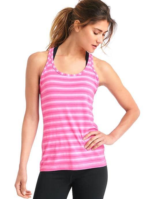 Gap Women Gapfit Breathe Ombre Stripe Racerback Tank - Happy Pink