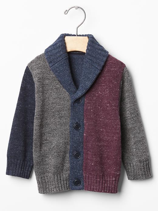 Gap Colorblock Marled Cardigan - Blue