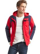 Gap Men Colorblock Hooded Rain Jacket - Pure Red
