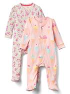 Gap Ice Cream Zip Footed One Piece 2 Pack - Mulit