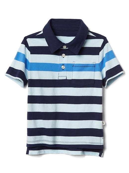 Gap Stripe Short Sleeve Polo - Aqua Tide