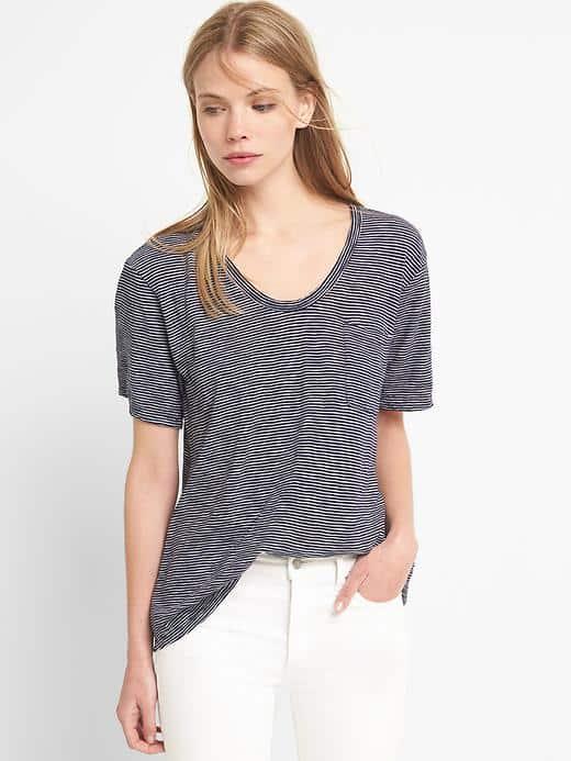 Gap Women Stripe Pocket Tee - Dark Night