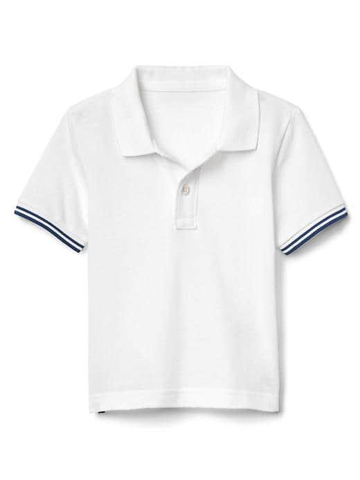 Gap Stripe Sleeve Pique Polo - New Off White