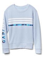 Gap Women Embellished Logo Crew Sweatshirt - Blue Heather