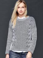 Gap Marled Open Knit Cable Sweater - True Indigo
