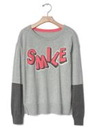 Gap Women Intarsia Smile Colorblock Sweater - Grey Heather
