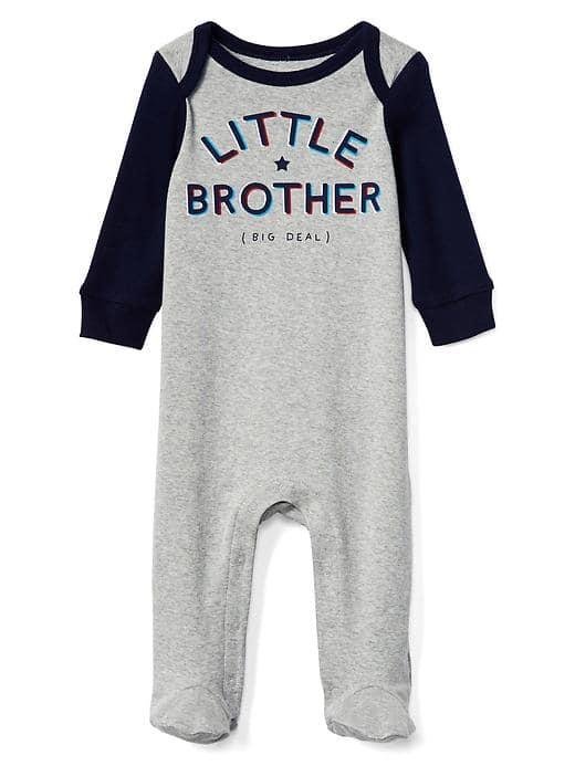 Gap Little Brother Footed One Piece - Light Heather Gray