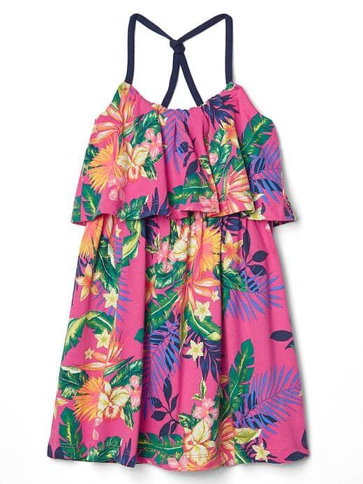 Gap Tiered Knot Back Dress - Purple Flower