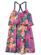 Gap Tiered Knot Back Dress - Purple Flower