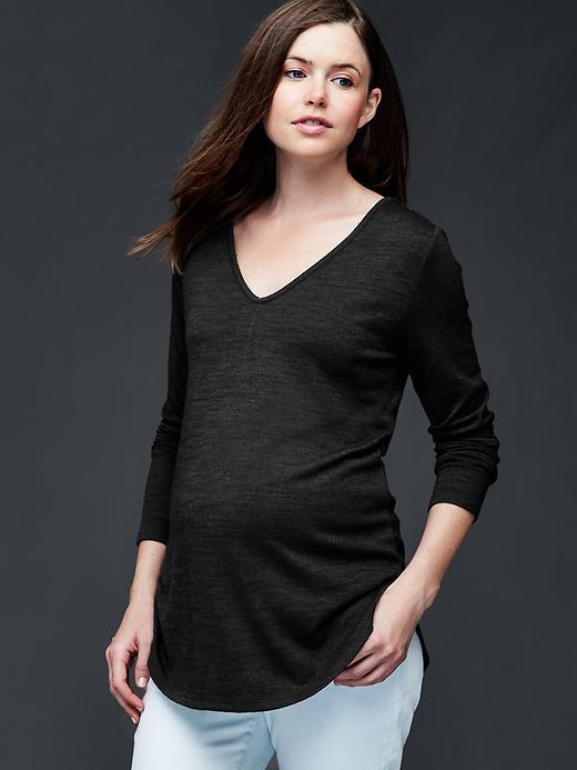 Gap Marled V Neck Tee - True Black