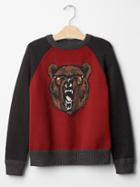 Gap Intarsia Baseball Sweater - Red Spice