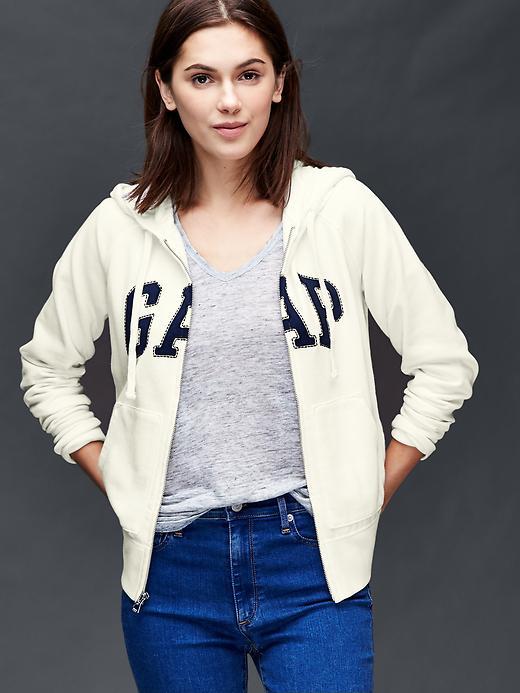 Gap Classic Logo Zip Hoodie - Chalk