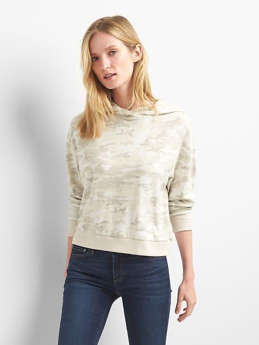 Gap Women Softspun Camo Pullover Hoodie - Grey Camo