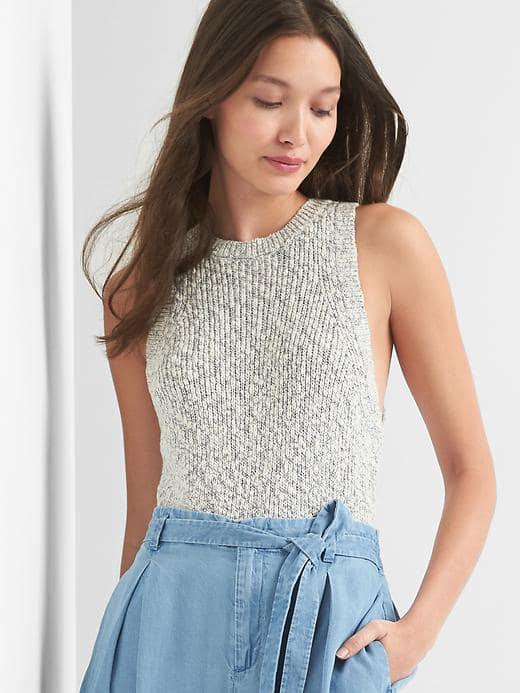 Gap Women Ribbed Marl Sweater Tank - Neutral