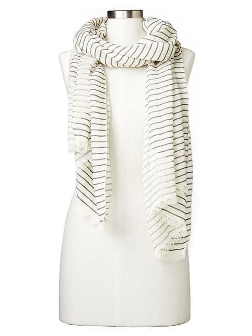 Gap Women Merino Wool Blend Stripe Scarf - Off White