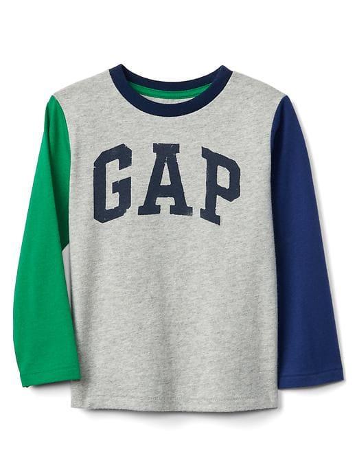 Gap Colorblock Logo Long Sleeve Tee - Light Heather Gray