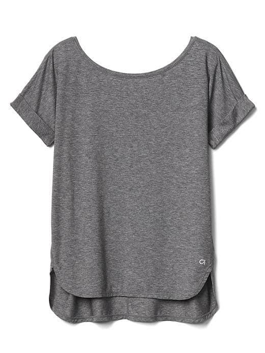 Gap Women Gapfit Breathe Roll Sleeve Tee - New Heather Grey