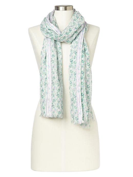 Gap Women Floral Fringe Scarf - Ivory Frost