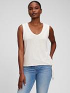 Linen Blend Side Tie Sleeveless T-shirt