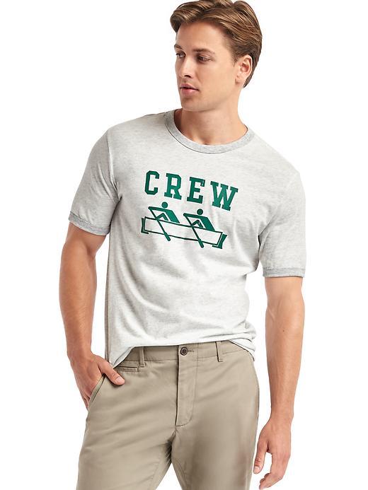 Gap Men Summer Sports Crew Graphic Tee - Oatmeal Heather