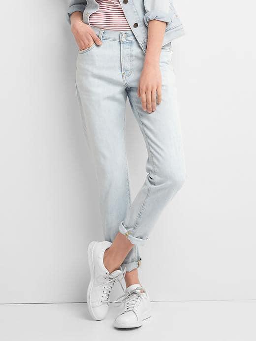 Gap Women Mid Rise Relaxed Boyfriend Jeans - Bleached Indigo