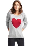 Gap Women Heart Intarsia Drop Shoulder Sweater - Heather Grey