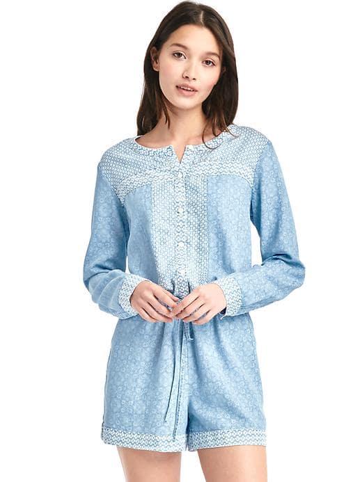 Gap Tencel Print Romper - Light Bleached