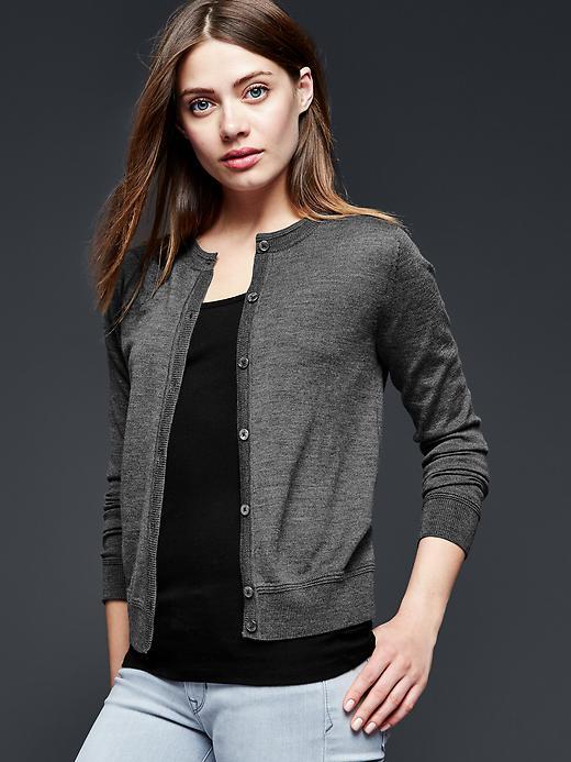 Gap Women Merino Crew Cardigan - Charcoal