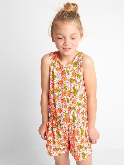 Gap Print Keyhole Romper - Hot Floral