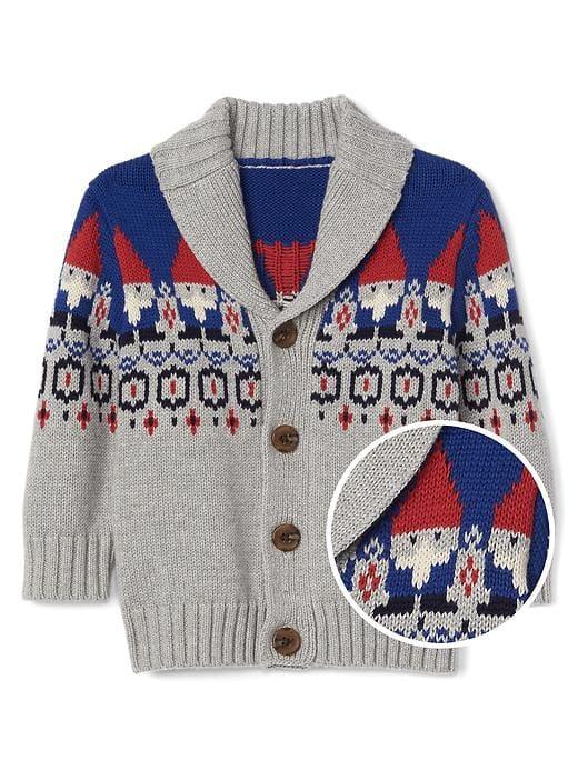 Gap Intarsia Gnome Button Cardigan - Gray