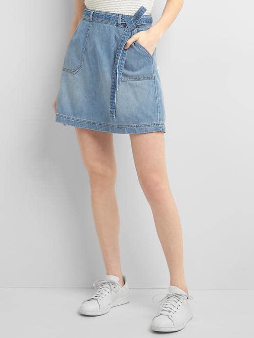Gap Women High Rise Denim Utility Skirt - Dark Indigo