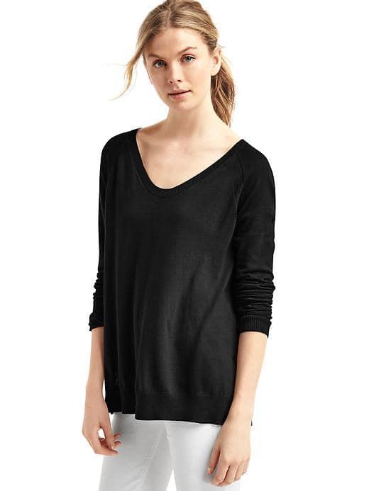 Gap Women Pointelle Long Sleeve Sweater - True Black
