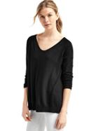 Gap Women Pointelle Long Sleeve Sweater - True Black