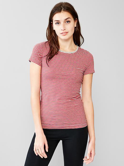 Gap Women Pure Body Short Sleeve Tee - Red Stripe