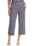Gap Women Pure Body Modal Wide Leg Crop Pants - Navy Stripe
