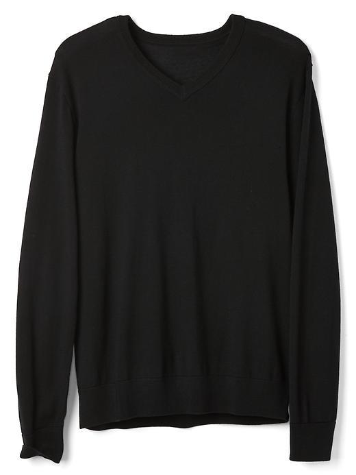 Gap Men Merino Wool V Neck Sweater - True Black