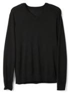 Gap Men Merino Wool V Neck Sweater - True Black